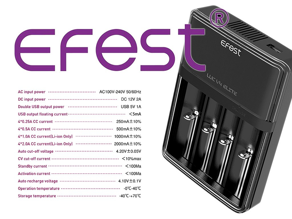 Efest LUC V4 Elite ładowarka Li-ion i Ni-MH Efest LUC V4 Elite ładowarka Li-ion i Ni-MH