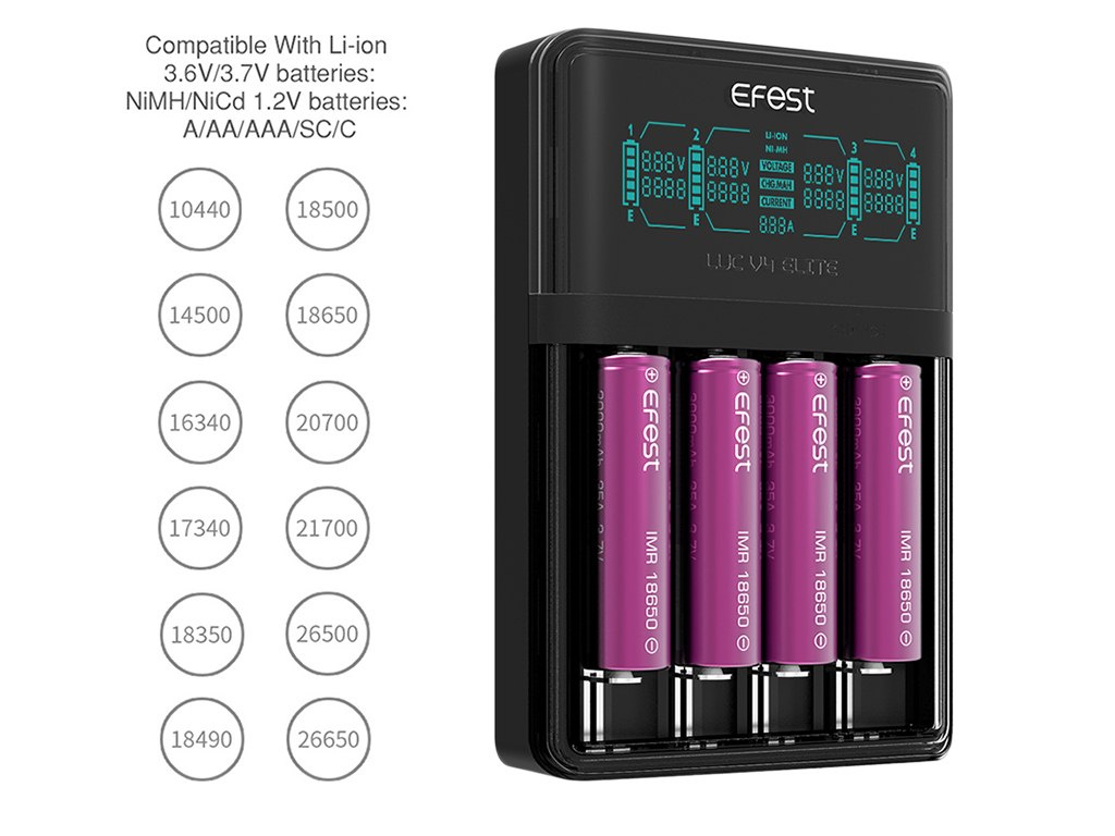 Efest LUC V4 Elite ładowarka Li-ion i Ni-MH Efest LUC V4 Elite ładowarka Li-ion i Ni-MH