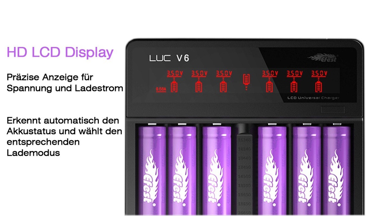 Efest LUC V6 ładowarka 3,6V - 3,7V Efest LUC V6 ładowarka 3,6V - 3,7V