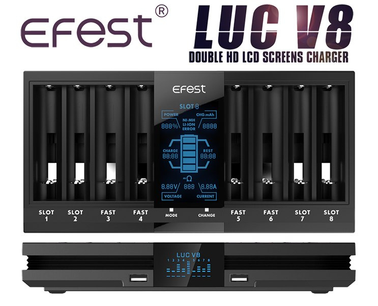 Efest LUC V8 ładowarka do ogniw Li-Ion i Ni-MH Efest LUC V8 ładowarka do ogniw Li-Ion i Ni-MH