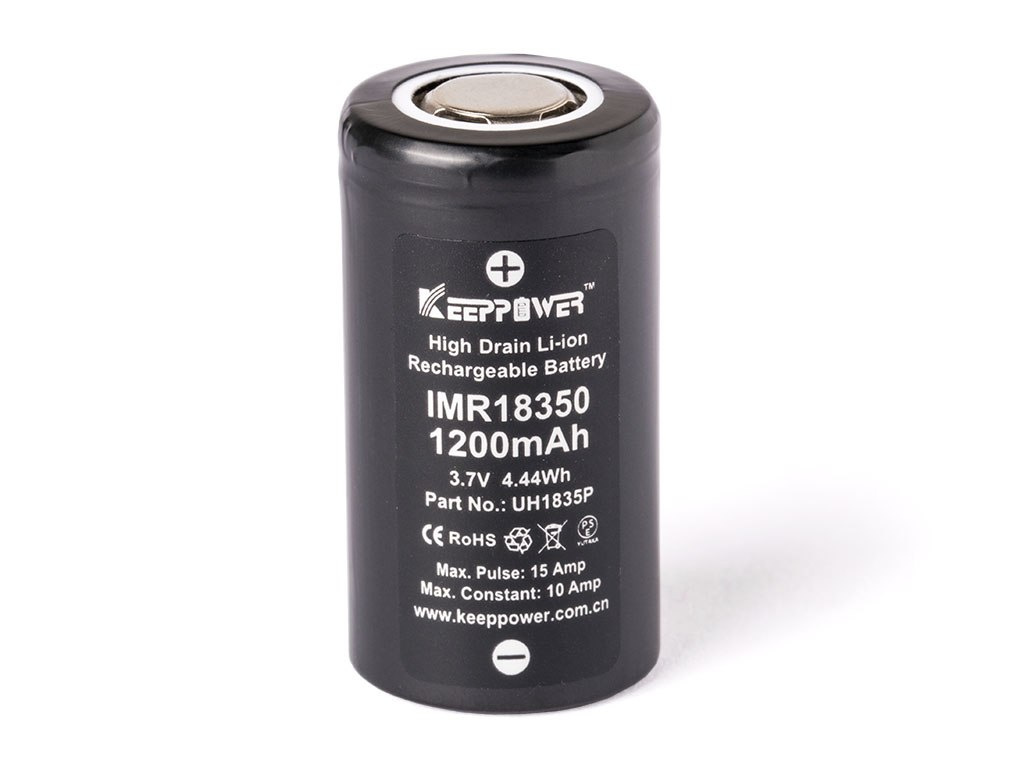 Keeppower IMR18350 - 1200 mAh 10 A (15 A), akumulator Li-Ion 3,6 V - 3,7 V Keeppower IMR18350 - 1200 mAh 10 A (15 A), akumulator Li-Ion 3,6 V - 3,7 V