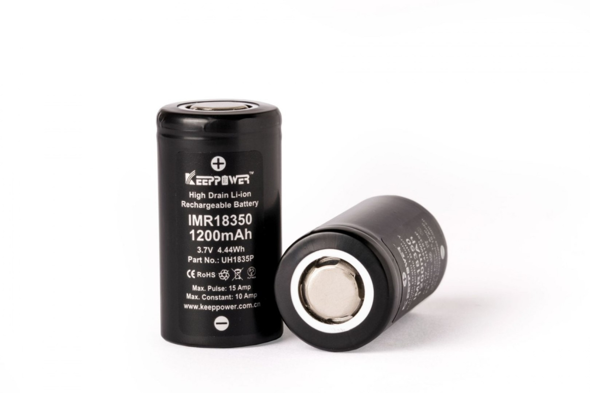 Keeppower IMR18350 - 1200 mAh 10 A (15 A), akumulator Li-Ion 3,6 V - 3,7 V Keeppower IMR18350 - 1200 mAh 10 A (15 A), akumulator Li-Ion 3,6 V - 3,7 V