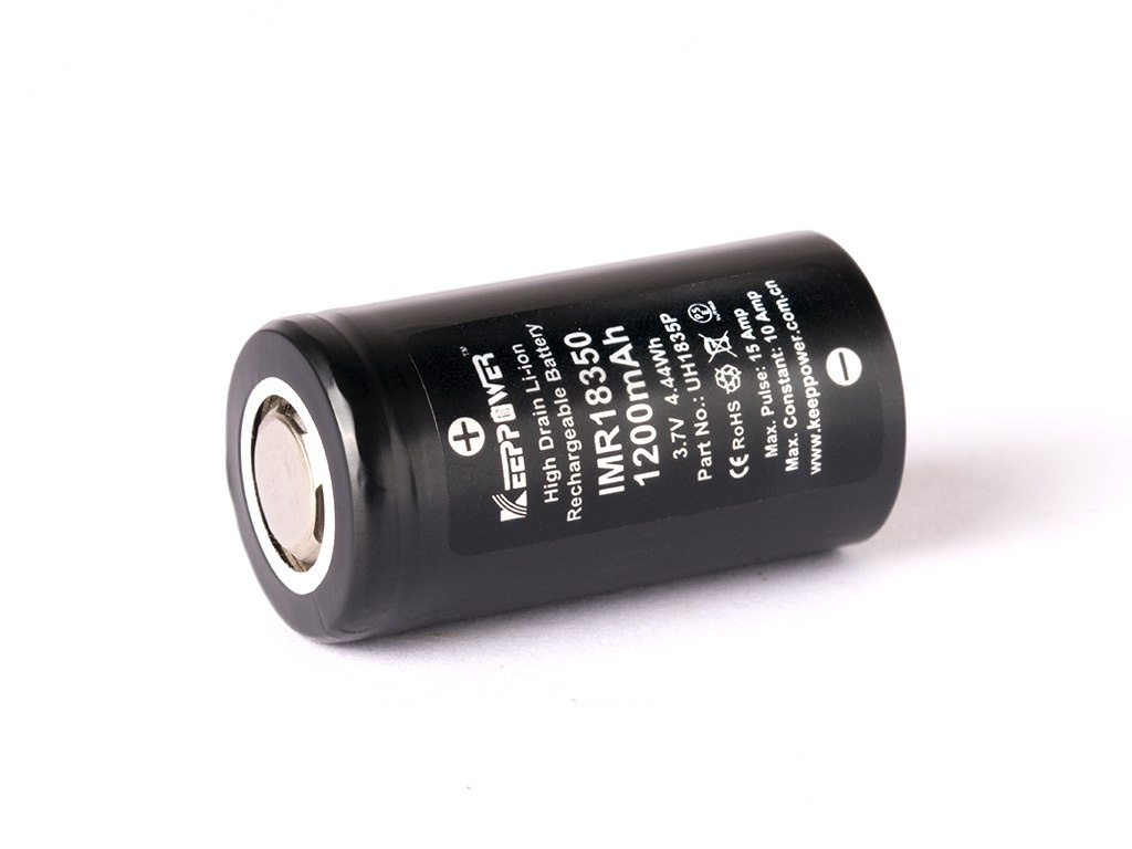 Keeppower IMR18350 - 1200 mAh 10 A (15 A), akumulator Li-Ion 3,6 V - 3,7 V Keeppower IMR18350 - 1200 mAh 10 A (15 A), akumulator Li-Ion 3,6 V - 3,7 V