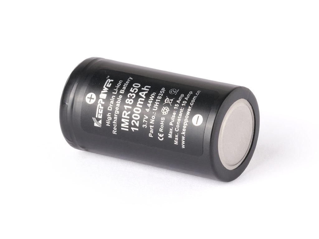 Keeppower IMR18350 - 1200 mAh 10 A (15 A), akumulator Li-Ion 3,6 V - 3,7 V Keeppower IMR18350 - 1200 mAh 10 A (15 A), akumulator Li-Ion 3,6 V - 3,7 V
