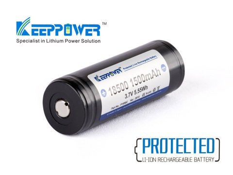 Keeppower 18500 - 1500mAh 3,6V - 3,7V zabezpieczony ( PCB )