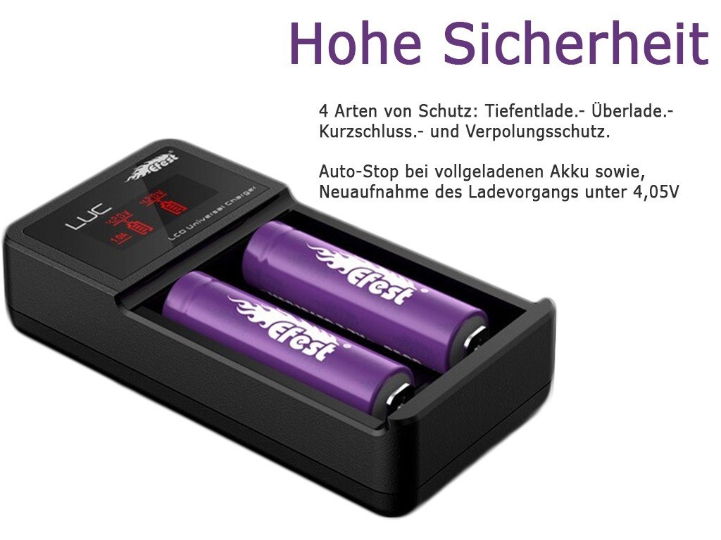 Efest LUC V2 ładowarka z wyświetlaczem LCD i wyjściem USB z zasilaczem 230 V. Efest LUC V2 ładowarka z wyświetlaczem LCD i wyjściem USB z zasilaczem 230 V.