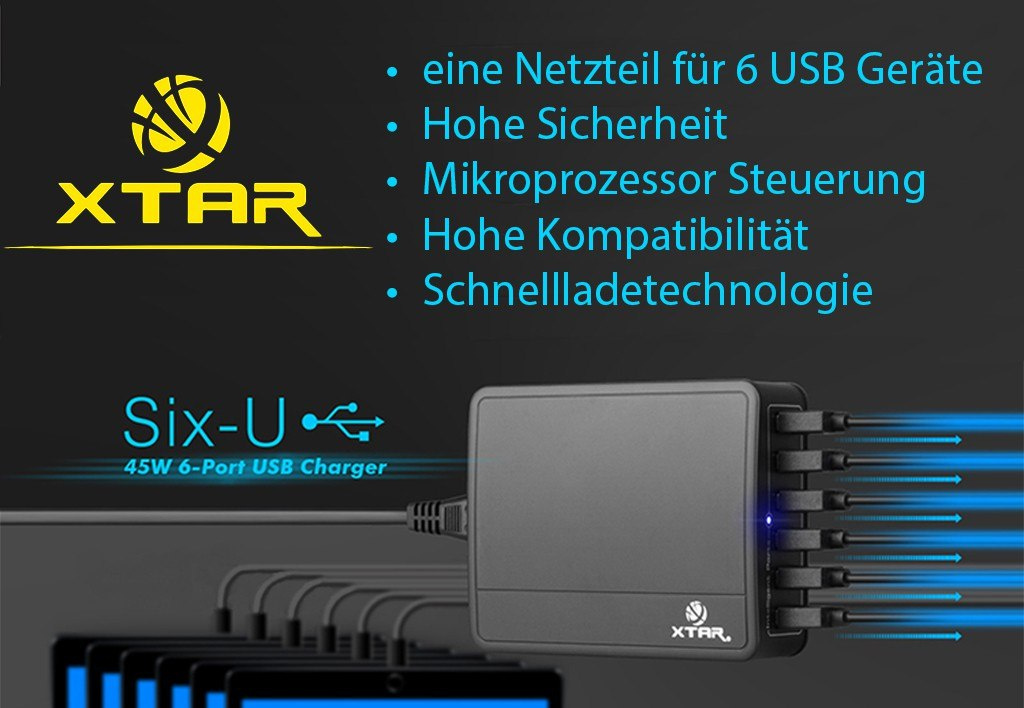 Zasilacz Ładowarka sieciowa USB Xtar U1 6 portowa Zasilacz Ładowarka sieciowa USB Xtar U1 6 portowa