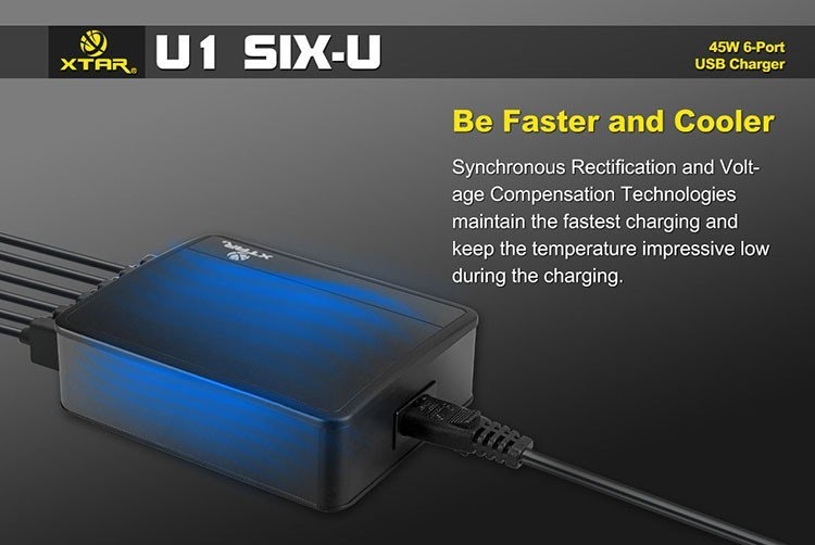 Zasilacz Ładowarka sieciowa USB Xtar U1 6 portowa Zasilacz Ładowarka sieciowa USB Xtar U1 6 portowa