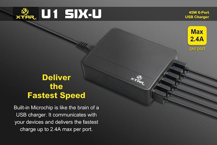 Zasilacz Ładowarka sieciowa USB Xtar U1 6 portowa Zasilacz Ładowarka sieciowa USB Xtar U1 6 portowa