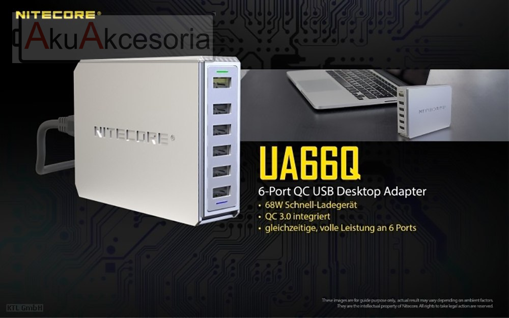 Zasilacz Ładowarka sieciowa USB Nitecore UA66Q 6 portowa