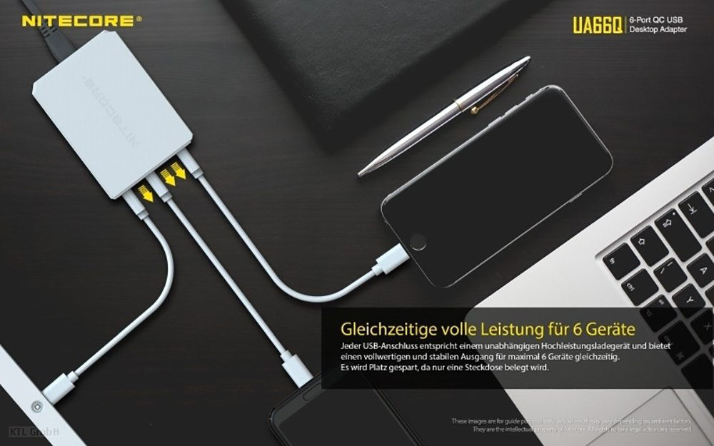 Zasilacz Ładowarka sieciowa USB Nitecore UA66Q 6 portowa Zasilacz Ładowarka sieciowa USB Nitecore UA66Q 6 portowa