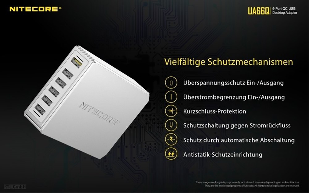 Zasilacz Ładowarka sieciowa USB Nitecore UA66Q 6 portowa Zasilacz Ładowarka sieciowa USB Nitecore UA66Q 6 portowa