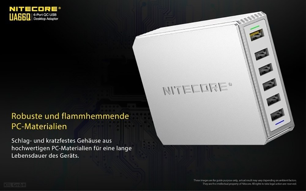 Zasilacz Ładowarka sieciowa USB Nitecore UA66Q 6 portowa Zasilacz Ładowarka sieciowa USB Nitecore UA66Q 6 portowa