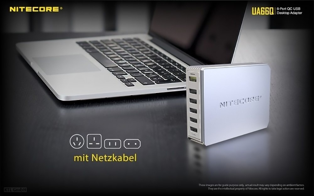 Zasilacz Ładowarka sieciowa USB Nitecore UA66Q 6 portowa Zasilacz Ładowarka sieciowa USB Nitecore UA66Q 6 portowa