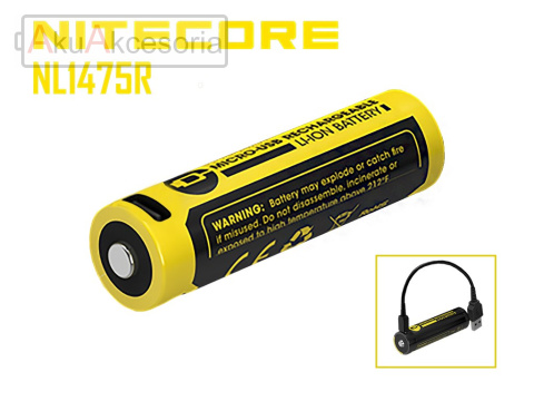 Nitecore Akumulator 14500 - 750mAh NL 1475R 3,6V - 3,7V z micro USB