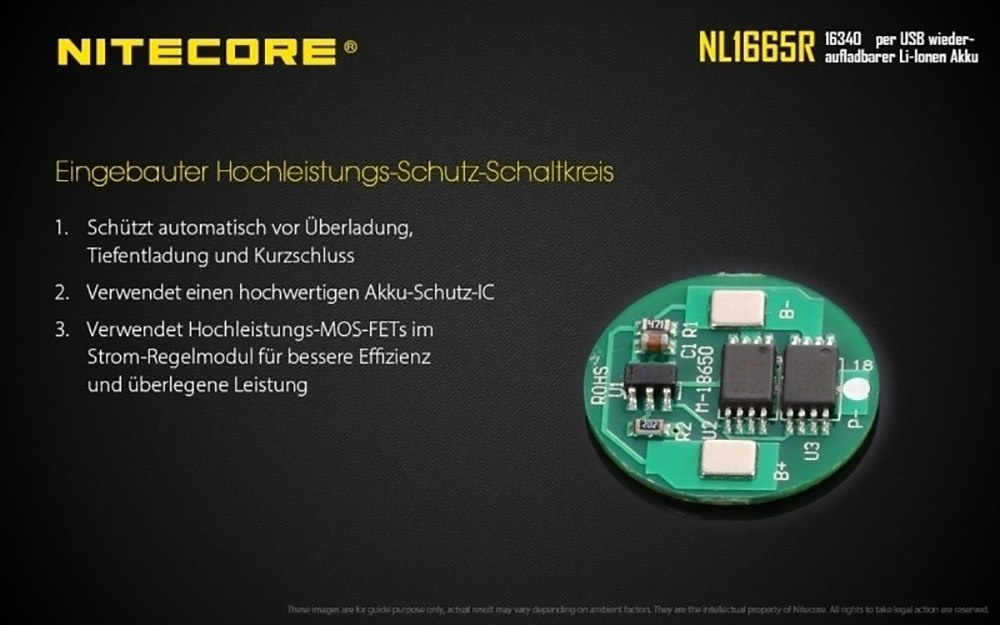 Nitecore 16340 - 650mAh 3,6V - 3,7V NL1665R Li-ion z micro USB Nitecore 16340 - 650mAh 3,6V - 3,7V NL1665R Li-ion z micro USB