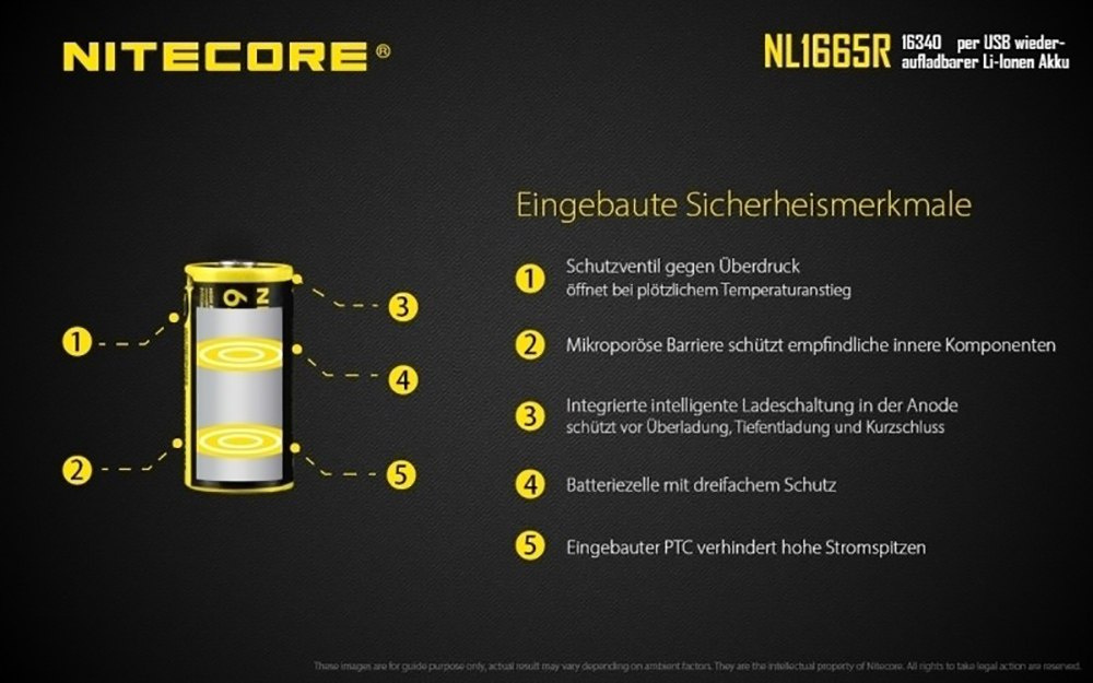 Nitecore 16340 - 650mAh 3,6V - 3,7V NL1665R Li-ion z micro USB Nitecore 16340 - 650mAh 3,6V - 3,7V NL1665R Li-ion z micro USB