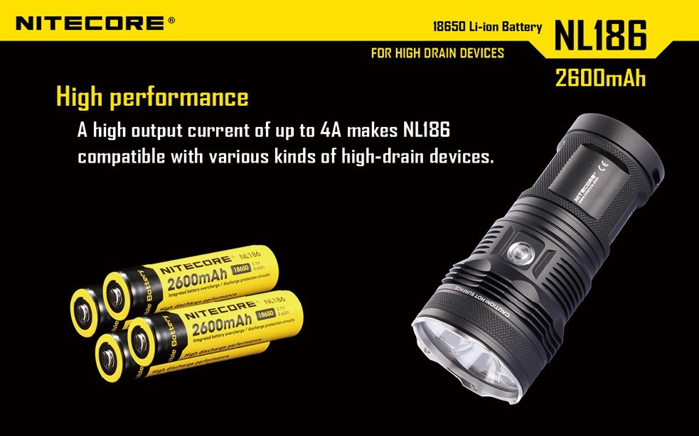 Nitecore 18650 - 2600mAh 3,7V - NL 1826 Nitecore 18650 - 2600mAh 3,7V - NL 1826