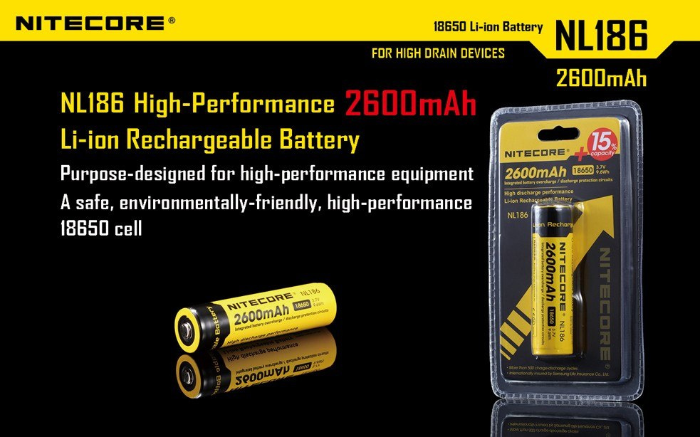 Nitecore 18650 - 2600mAh 3,7V - NL 1826 Nitecore 18650 - 2600mAh 3,7V - NL 1826