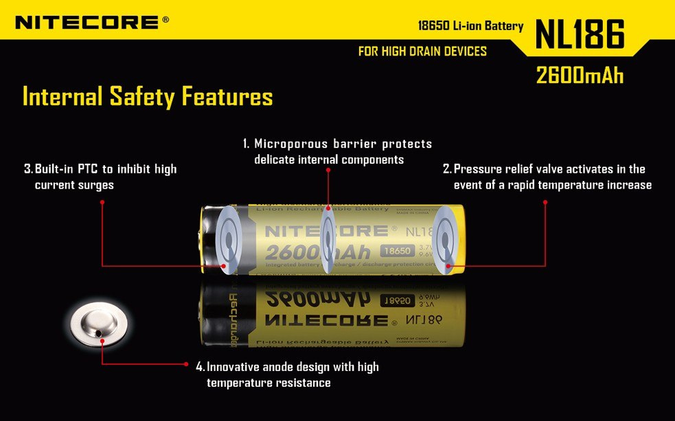 Nitecore 18650 - 2600mAh 3,7V - NL 1826 Nitecore 18650 - 2600mAh 3,7V - NL 1826