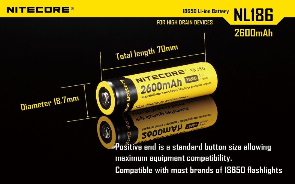 Nitecore 18650 - 2600mAh 3,7V - NL 1826 Nitecore 18650 - 2600mAh 3,7V - NL 1826
