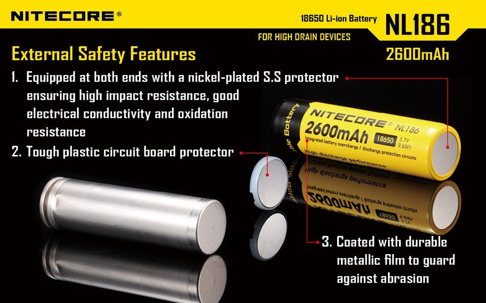 Nitecore 18650 - 2600mAh 3,7V - NL 1826 Nitecore 18650 - 2600mAh 3,7V - NL 1826