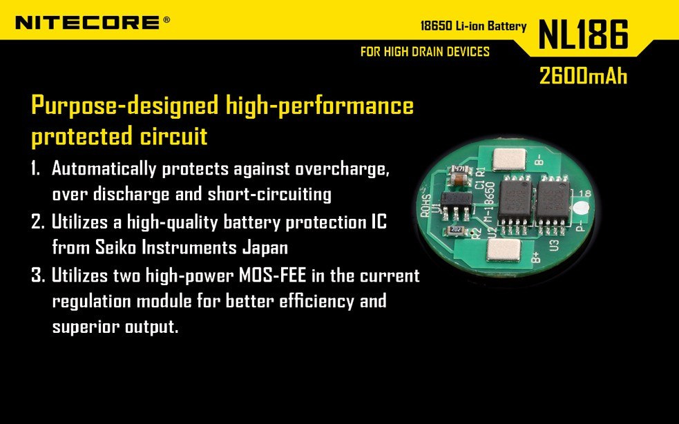 Nitecore 18650 - 2600mAh 3,7V - NL 1826 Nitecore 18650 - 2600mAh 3,7V - NL 1826