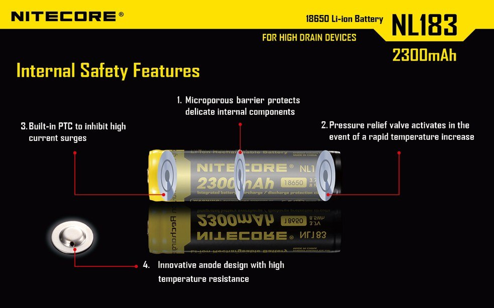 Nitecore 18650 - 2300mAh ,37V - NL 1823 Nitecore 18650 - 2300mAh ,37V - NL 1823