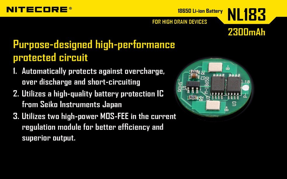 Nitecore 18650 - 2300mAh ,37V - NL 1823 Nitecore 18650 - 2300mAh ,37V - NL 1823