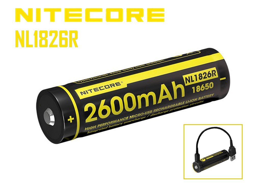 Nitecore 18650 - 2600mAh 3,6V - 3,7V NL1826R Li-ion z micro USB Nitecore 18650 - 2600mAh 3,6V - 3,7V NL1826R Li-ion z micro USB