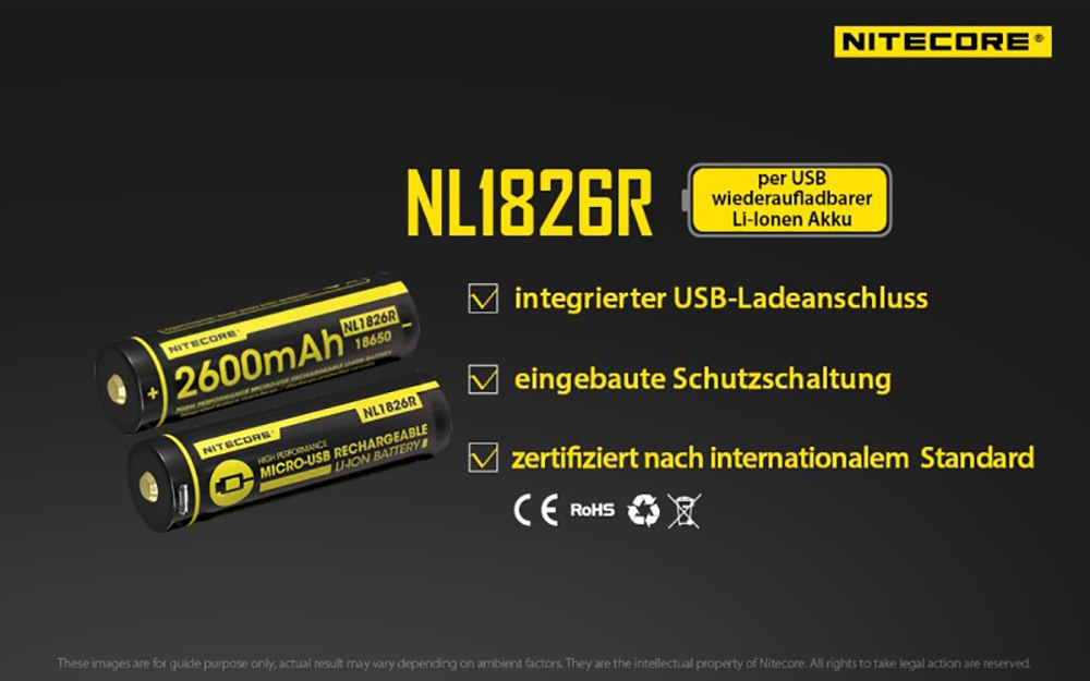 Nitecore 18650 - 2600mAh 3,6V - 3,7V NL1826R Li-ion z micro USB Nitecore 18650 - 2600mAh 3,6V - 3,7V NL1826R Li-ion z micro USB