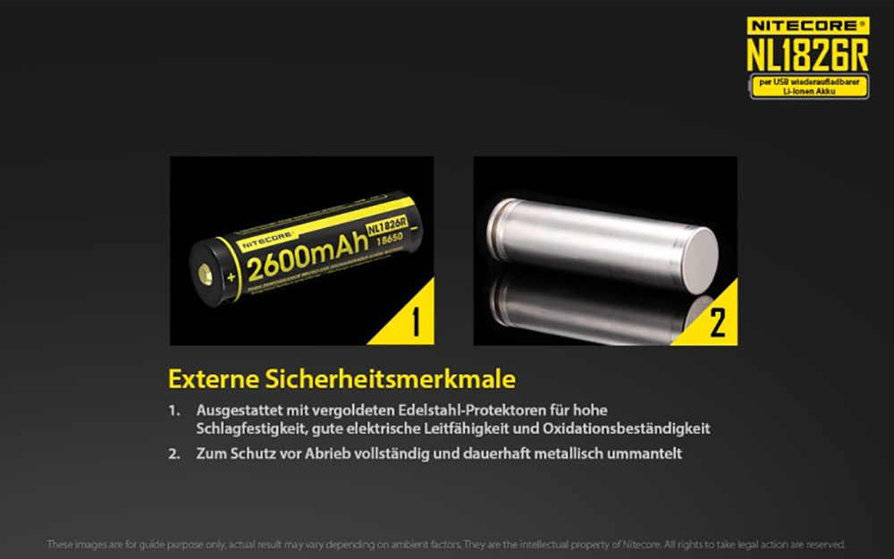 Nitecore 18650 - 2600mAh 3,6V - 3,7V NL1826R Li-ion z micro USB Nitecore 18650 - 2600mAh 3,6V - 3,7V NL1826R Li-ion z micro USB