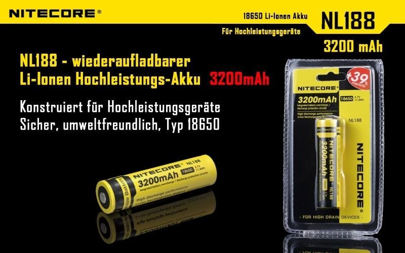Nitecore 18650 - 3200mAh 3,7V NL1832 Li-ion Nitecore 18650 - 3200mAh 3,7V NL1832 Li-ion