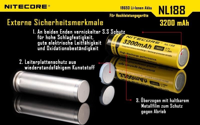 Nitecore 18650 - 3200mAh 3,7V NL1832 Li-ion Nitecore 18650 - 3200mAh 3,7V NL1832 Li-ion