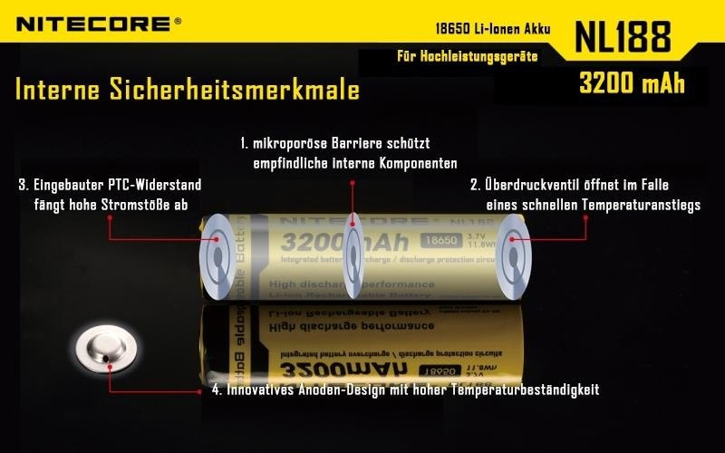 Nitecore 18650 - 3200mAh 3,7V NL1832 Li-ion Nitecore 18650 - 3200mAh 3,7V NL1832 Li-ion