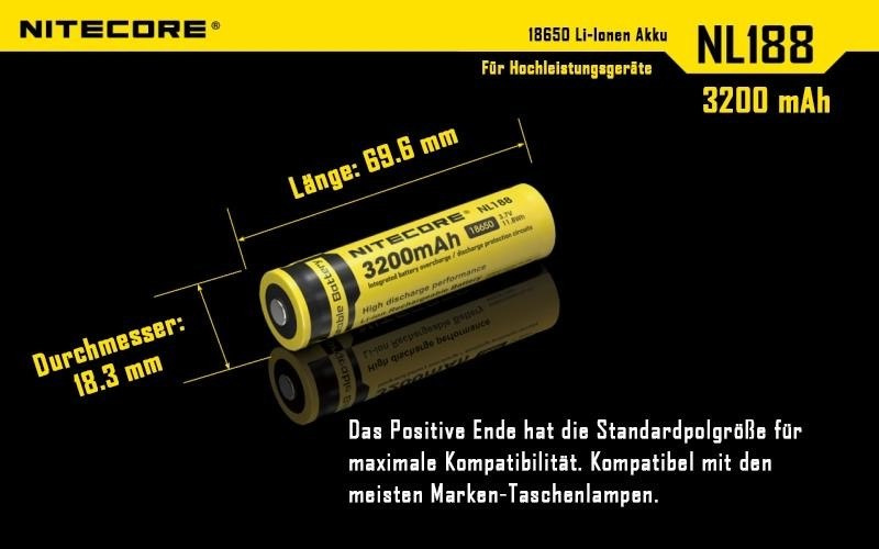 Nitecore 18650 - 3200mAh 3,7V NL1832 Li-ion Nitecore 18650 - 3200mAh 3,7V NL1832 Li-ion