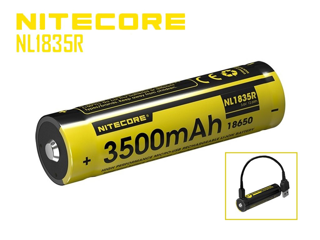 Nitecore 18650 - 3500mAh 3,6V - 3,7V NL1835R z micro USB Nitecore 18650 - 3500mAh 3,6V - 3,7V NL1835R z micro USB