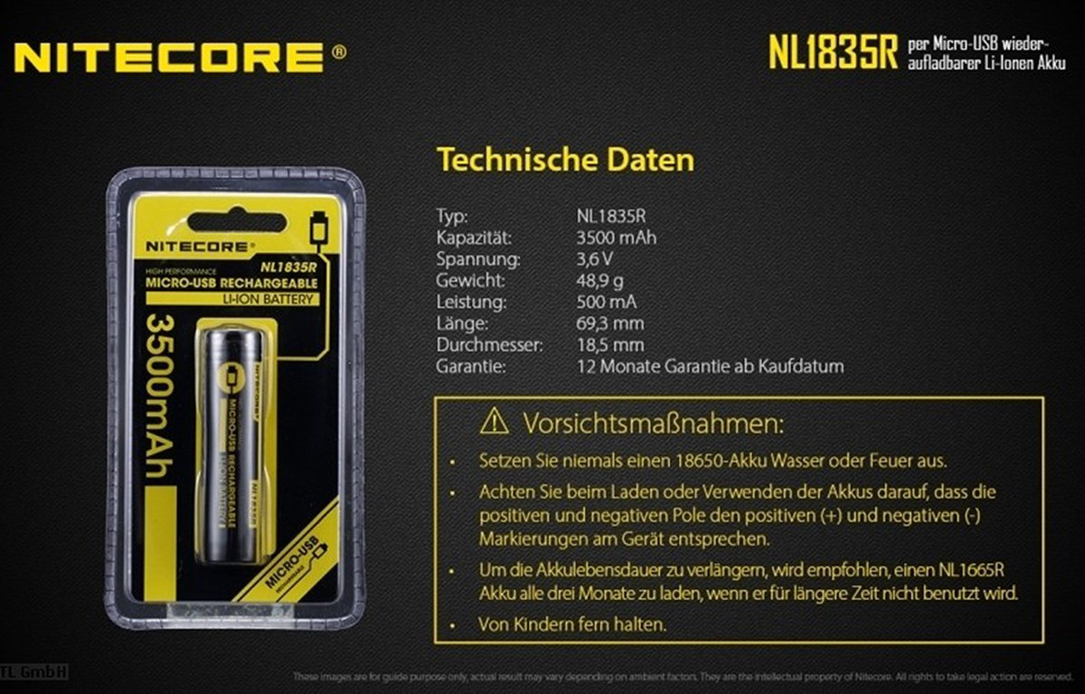Nitecore 18650 - 3500mAh 3,6V - 3,7V NL1835R z micro USB Nitecore 18650 - 3500mAh 3,6V - 3,7V NL1835R z micro USB