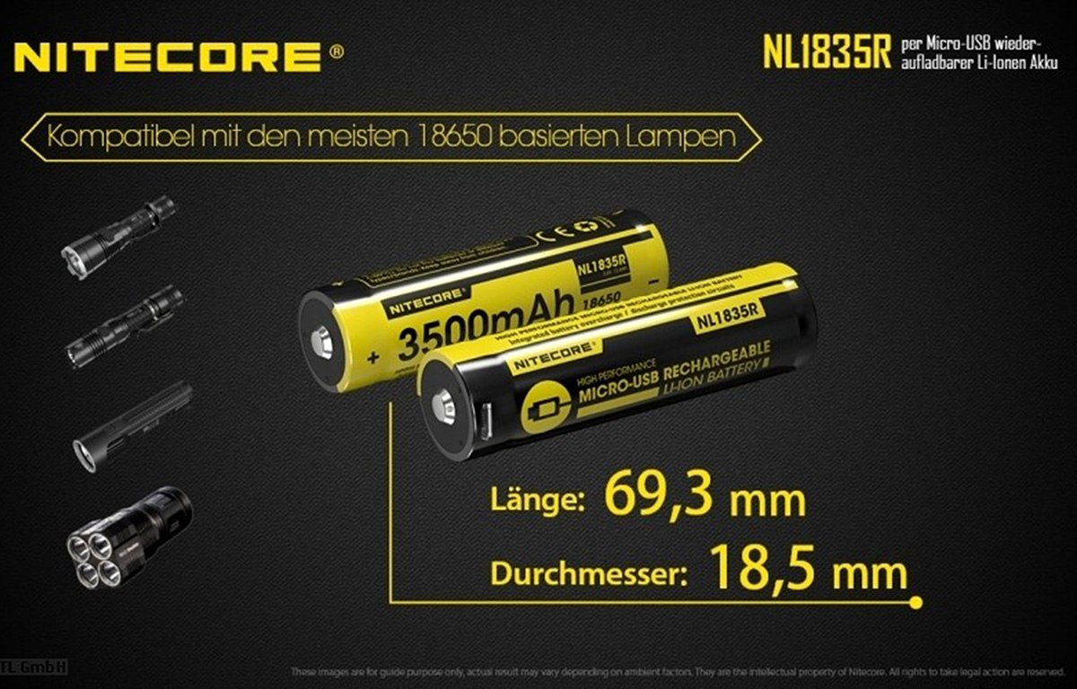 Nitecore 18650 - 3500mAh 3,6V - 3,7V NL1835R z micro USB Nitecore 18650 - 3500mAh 3,6V - 3,7V NL1835R z micro USB