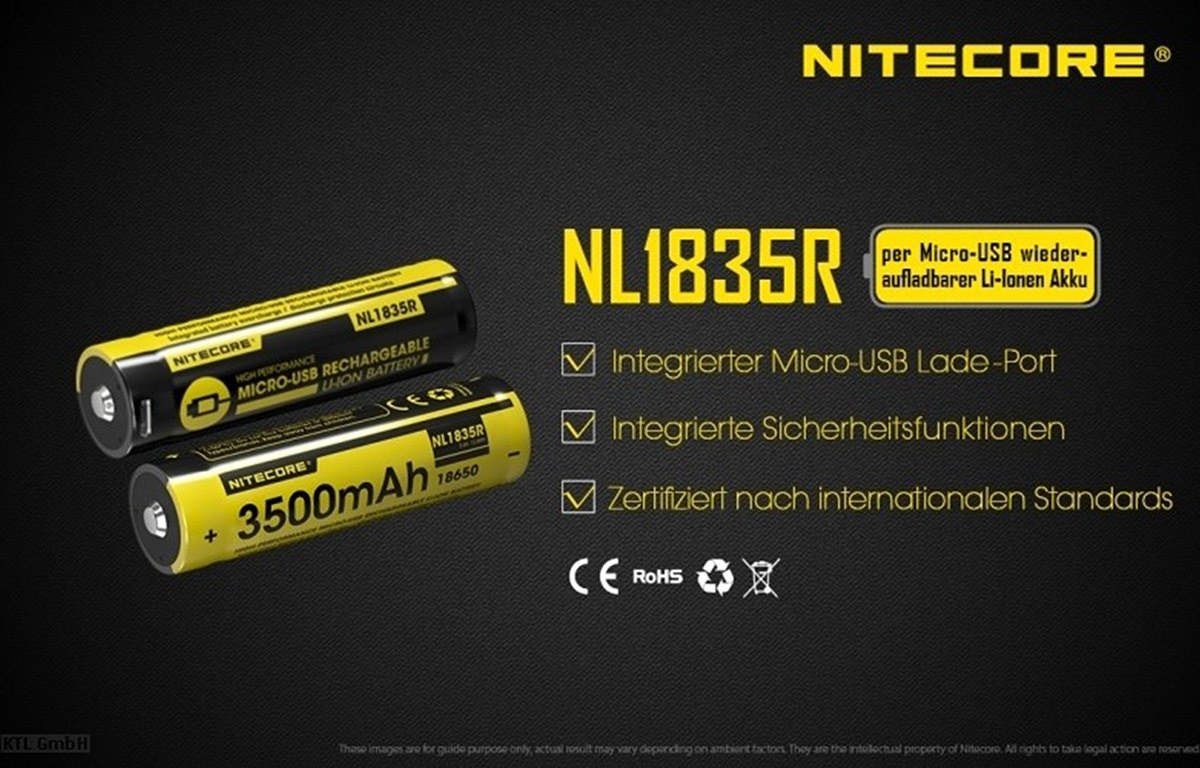 Nitecore 18650 - 3500mAh 3,6V - 3,7V NL1835R z micro USB Nitecore 18650 - 3500mAh 3,6V - 3,7V NL1835R z micro USB