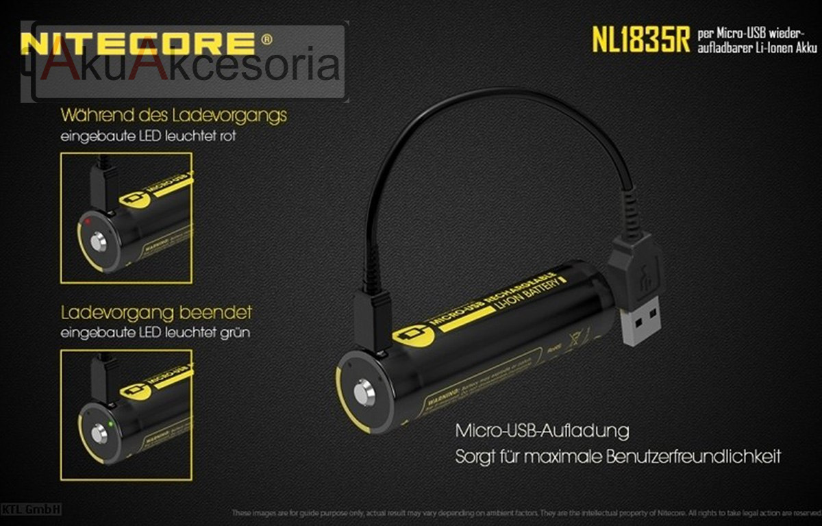 Nitecore 18650 - 3500mAh 3,6V - 3,7V NL1835R z micro USB