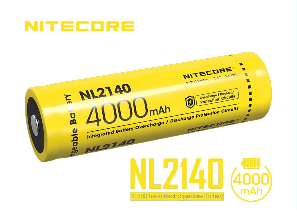 Nitecore 21700 - 4000mAh 3,6V - 3,7V NL2140 Li-ion Nitecore 21700 - 4000mAh 3,6V - 3,7V NL2140 Li-ion