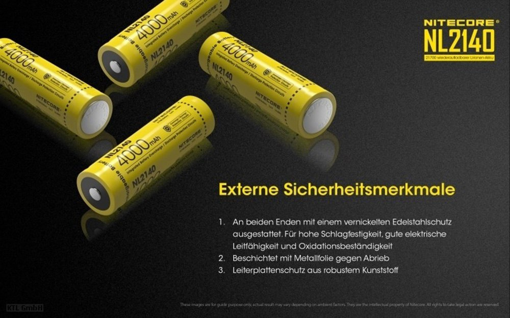 Nitecore 21700 - 4000mAh 3,6V - 3,7V NL2140 Li-ion Nitecore 21700 - 4000mAh 3,6V - 3,7V NL2140 Li-ion