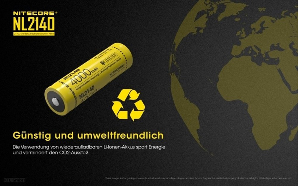 Nitecore 21700 - 4000mAh 3,6V - 3,7V NL2140 Li-ion Nitecore 21700 - 4000mAh 3,6V - 3,7V NL2140 Li-ion