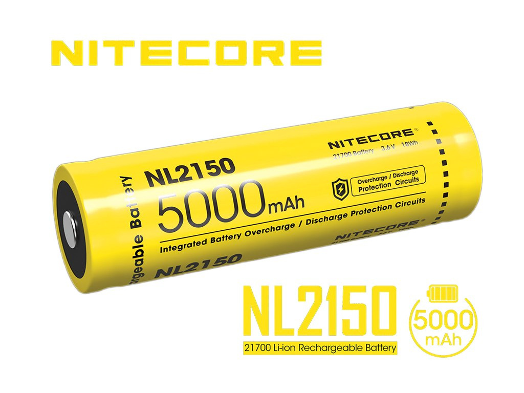 Nitecore 21700 - 5000mAh 3,6V - 3,7V NL2150 Li-ion Nitecore 21700 - 5000mAh 3,6V - 3,7V NL2150 Li-ion