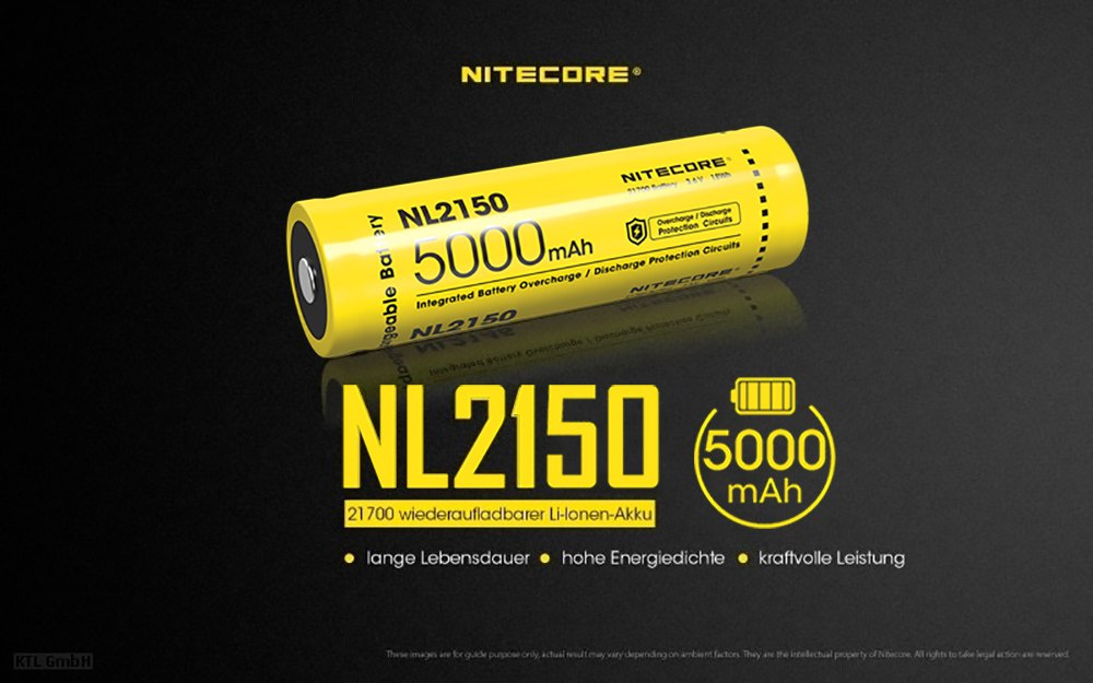 Nitecore 21700 - 5000mAh 3,6V - 3,7V NL2150 Li-ion Nitecore 21700 - 5000mAh 3,6V - 3,7V NL2150 Li-ion