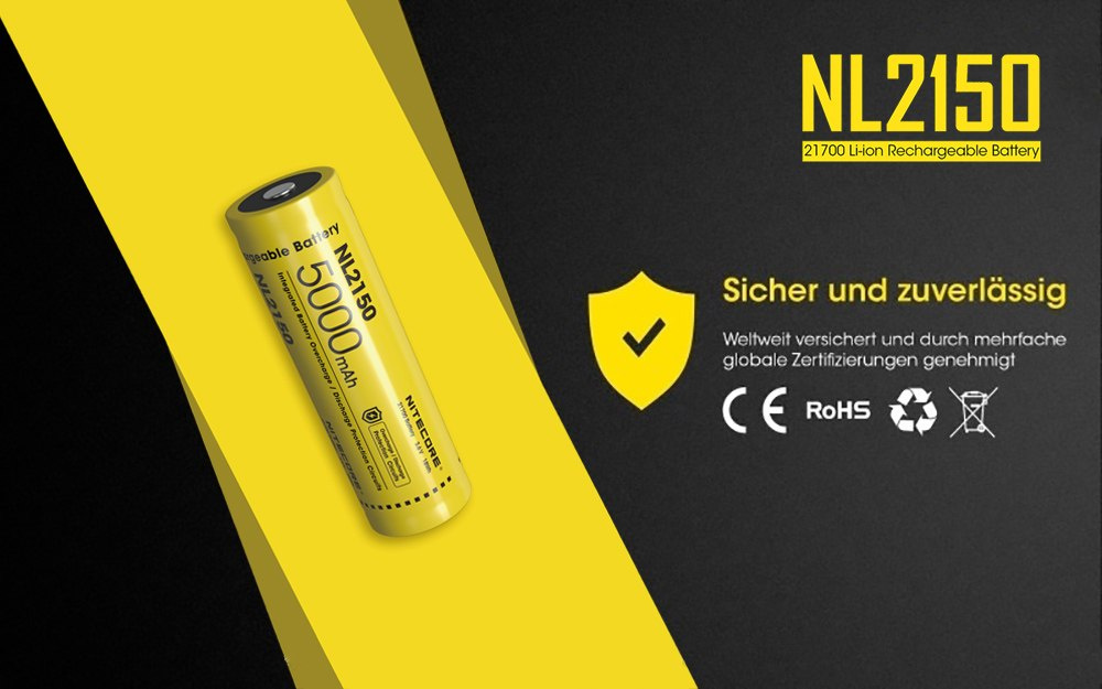 Nitecore 21700 - 5000mAh 3,6V - 3,7V NL2150 Li-ion Nitecore 21700 - 5000mAh 3,6V - 3,7V NL2150 Li-ion