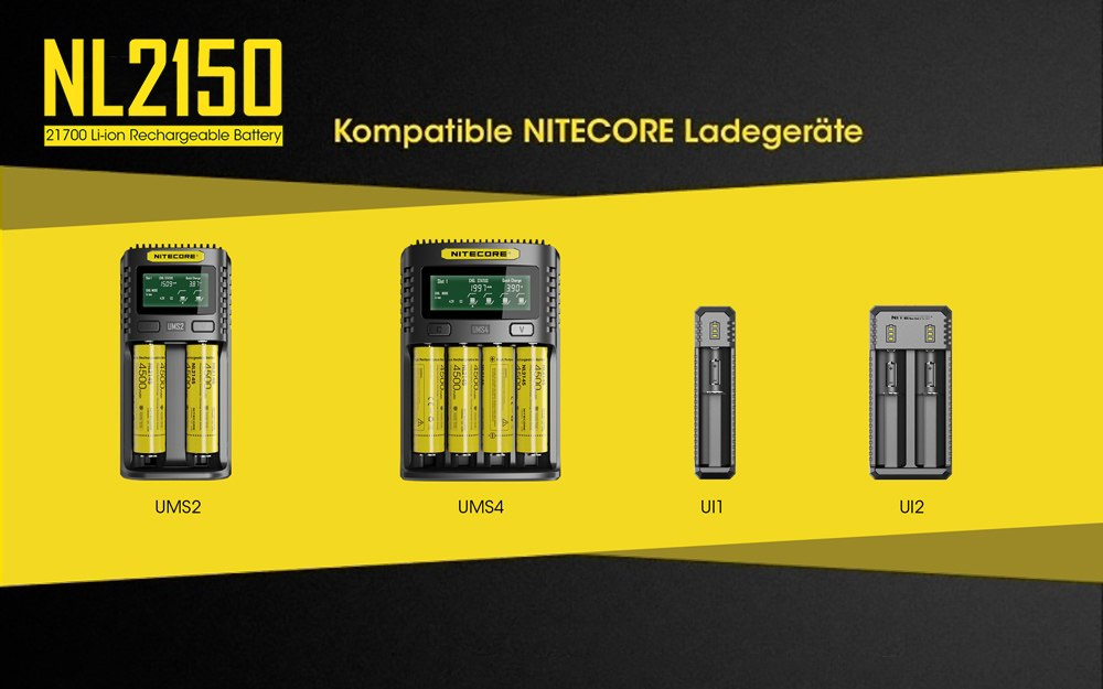 Nitecore 21700 - 5000mAh 3,6V - 3,7V NL2150 Li-ion Nitecore 21700 - 5000mAh 3,6V - 3,7V NL2150 Li-ion