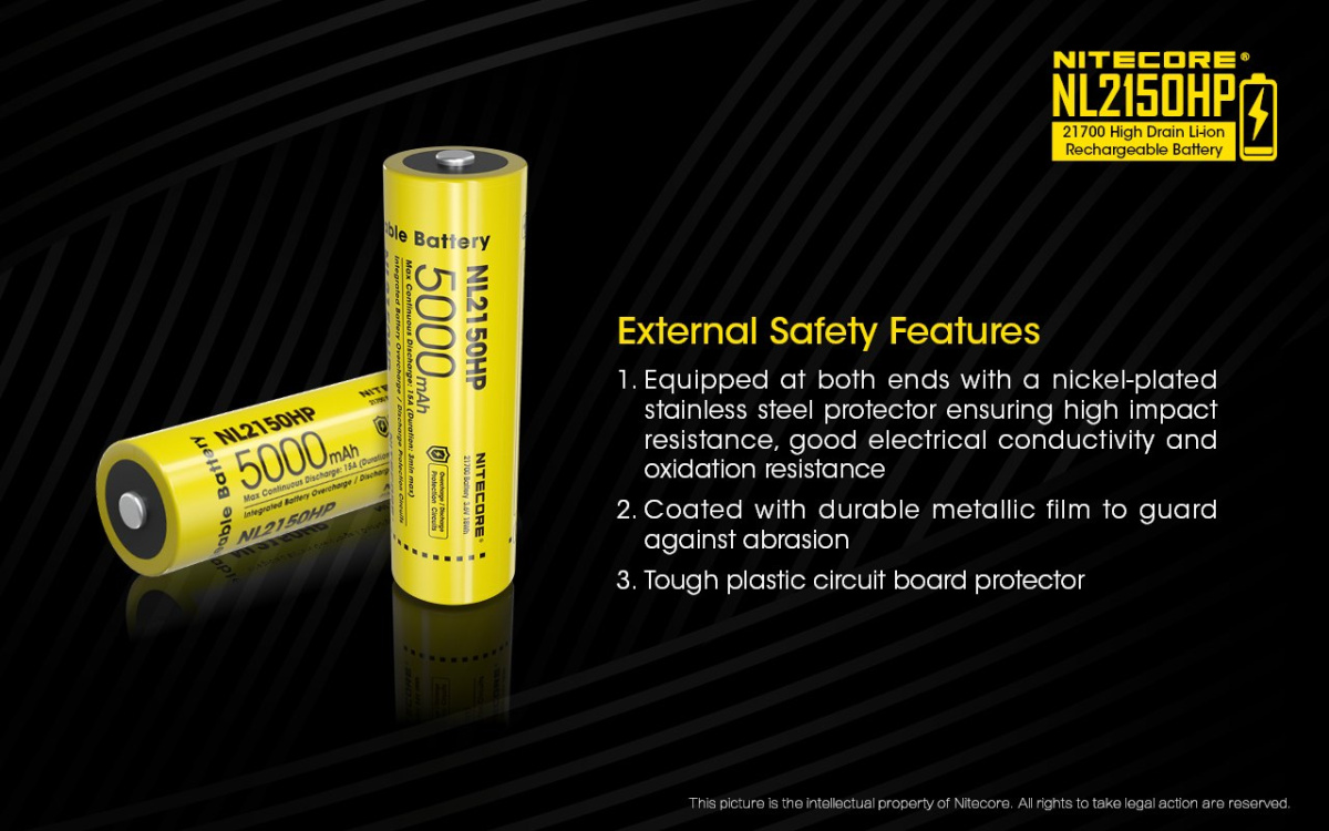 Nitecore 21700 - 5000mAh 3,6V - 3,7V NL2150HP Li-ion Nitecore 21700 - 5000mAh 3,6V - 3,7V NL2150HP Li-ion