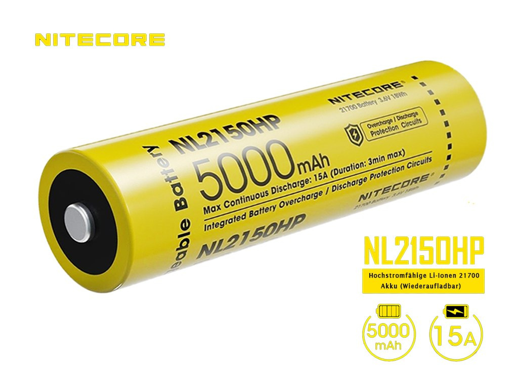 Nitecore 21700 - 5000mAh 3,6V - 3,7V NL2150HP Li-ion Nitecore 21700 - 5000mAh 3,6V - 3,7V NL2150HP Li-ion